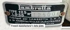  ?? ?? French manufactur­er’s data plate.