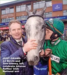  ?? ?? JUST GRAND: JJ Slevin and Tom Gibney, left, celebrate Intense Raffles’ Irish National win