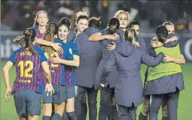  ?? FOTO: PERE PUNTÍ ?? Alegría por el triunfo El Barça superó a su ‘bestia negra' en un duelo de infarto