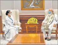  ?? PTI ?? Prime Minister Narendra Modi with West Bengal CM Mamata Banerjee during their meeting in New Delhi.