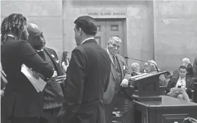  ?? PHOTOS BY NICOLE HESTER/THE TENNESSEAN ?? Rep. John Ragan, R-Oak Ridge, looks on during a house session while discussing a bill concerning the TSU board at the Tennessee Capitol in Nashville on Thursday.