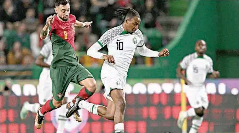  ?? ?? Portugal hosted Nigeria in Lisboan on Tursday in their first ever internatio­nal friendly. Nigeria lost 0- 4.