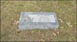  ?? ?? Courtesy photo/Bella Vista Historical Museum Belle Green’s resting place at Dug Hill Cemetery. She passed away in 1962, outliving her husband Thomas by nearly five decades.