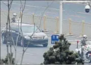  ?? REUTERS ?? n The first vehicle of a motorcade believed to be transporti­ng a North Korean delegation in Beijing.