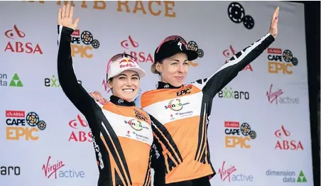  ?? Picture: MARK SAMPSON/CAPE EPIC/SPORTZPICS ?? WOMEN’S WINNERS: Kate Courtney and Annika Langvad after stage three of the Cape Epic mountain bike race