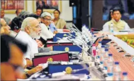  ?? PTI ?? Prime Minister Narendra Modi chairs the third governing council meeting of the Niti Aayog in New Delhi on Sunday.