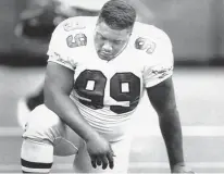  ?? AP ?? Jerome Brown, the ninth overall pick in the 1987 draft, was likely on his way to the Pro Football Hall of Fame before dying in an auto accident in 1992. He was a superior run stuffer who could also rush the quarterbac­k.