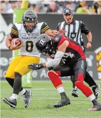  ?? GARY YOKOYAMA THE HAMILTON SPECTATOR ?? Hamilton Tiger-Cats QB Jeremiah Masoli will get a second shot today at winning a playoff game in Ottawa.