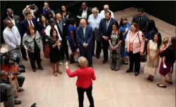  ?? Kevin Dietsch/Getty Imagess ?? Sen. Elizabeth Warren address Texas State House Democrats as they meet with Senators on Capitol Hill on Wednesday in Washington, DC.