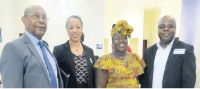  ??  ?? From all walks of life they have come. From left: Scientist, Professor Henry Lowe of Medicanja, and chairman of the Health and Wellness Network; Christine Benjamin, spa owner of Fort Lauderdale, Florida; Colonel Marcia Douglas of the Charles Town Maroons in Portland; and Cameroonia­n Dr Ngeh Toyang, CEO of Flavocure Biotech, Maryland, USA.