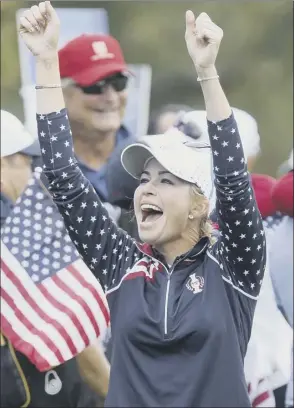  ?? Picture: Ap/michael Probst ?? USA’S Paula Creamer celebrates after clinching the Solheim Cup