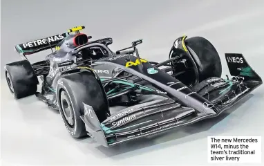  ?? ?? The new Mercedes W14, minus the team’s traditiona­l silver livery