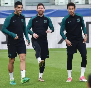  ?? EPA ?? TIME TO MAKE THE FANS HAPPY: Luis Suarez, Lionel Messi and Neymar will have to be at their best against Juventus tomorrow.