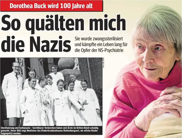  ??  ?? Sterilisie­rung und Euthanasie – furchtbare­r Verbrechen haben sich Ärzte im Dritten Reich schuldig gemacht. Unser Bild zeigt Mediziner des Kinderkran­kenhauses Rothenburg­sort, wo etliche Kinder totgesprit­zt wurden.