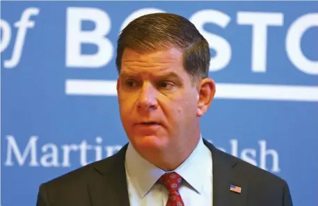  ?? POOL PHOTO ?? MOVING ON UP: Mayor Martin Walsh is going to be nominated as the Labor Department secretary, a cabinet post, by President-elect Joe Biden, it was announced Thursday.