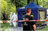  ?? PA/DPA ?? Spurensich­erung im Kleinen Tiergarten: Nach dem Mord an einem Georgier suchen Ermittler nach Hinweisen auf den Täter.