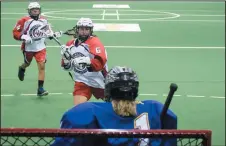  ?? THE CANADIAN PRESS/CHRIS YOUNG ?? Ontario’s Tawnee Martin shoots on British Columbia goalie Olivia Psaila in women’s lacrosse action during the North American Indigenous Games at the Iroquois Lacrosse Arena in Hagerville, Ontario, on Monday.