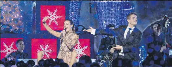  ?? MATT PETIT/ GETTY IMAGES/ FILES ?? Lea Michele, left, and Joey McIntyre perform Baby, It’s Cold Outside for The Wonderful World of Disney: Magical Holiday Celebratio­n that aired in November. The song, which debuted in 1944, continues to be the subject of controvers­y.