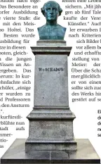  ?? FOTO: I. SCHMITZ ?? Eine Büste auf dem Schadowpla­tz erinnert an den Düsseldorf­er Maler.