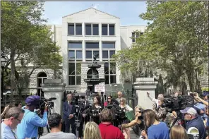  ?? (AP/Jeffrey Collins) ?? U.S. Attorney for South Carolina Adair Ford Boroughs speaks after Alex Murdaugh was sentenced to 40 years in federal prison for financial crimes in Charleston, S.C., on Monday.