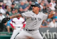  ?? NAM Y. HUH/AP PHOTO ?? New York Yankees starting pitcher Nestor Cortes throws against the Chicago White Sox during the first inning of Sunday’s game in Chicago.