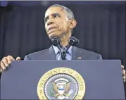  ?? STEPHEN CROWLEY / NEW YORK TIMES ?? President Barack Obama delivers remarks on immigratio­n at Del Sol High School in Las Vegas earlier this month. The tea party has become primarily an opponent of immigratio­n reform.