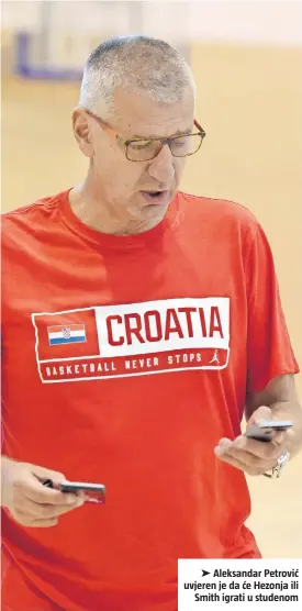  ?? ?? Aleksandar Petrović uvjeren je da će Hezonja ili
Smith igrati u studenom