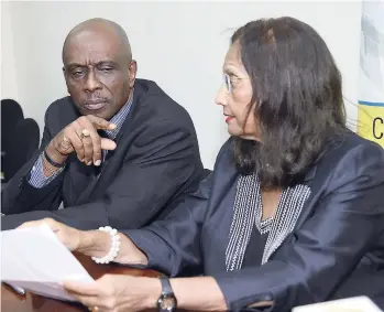  ?? FILE ?? Then Director of Elections Orrette Fisher (left) and Dorothy Pine-McLarty, chairman, Electoral Commission of Jamaica, on February 4, 2016.