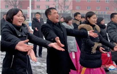  ?? Reuters ?? Celebrator­y dance festival takes place for the 100th birth anniversar­y of Kim Jong-suk and former leader Kim Jong-il’s 26th anniversar­y of his inaugurati­on as supreme commander of the Korean People’s Army in this undated photo released by North Korea’s...