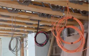  ??  ?? Above: The cabling at Build It’s Self Build Education House is colourcode­d, so that it’s clear which wires go to which device. Our smart home utilises the Niko system installed by Moss Technical