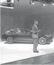  ?? JAMIE LAREAU/DETROIT FREE PRESS ?? Cadillac Executive Director of Global Design Andrew Smith discusses the 2020 CT5 luxury sedan in Detroit.