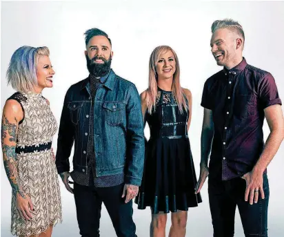  ?? [PHOTO PROVIDED] ?? The members of the contempora­ry Christian rock group Skillet pose for a picture. They are: Korey Cooper, John Cooper, Jen Ledger and Seth Morrison.