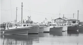  ?? JEREMY FRASER/CAPE BRETON POST ?? Fishing boats are shown at the North Sydney wharf earlier this week. The boats remained docked on Thursday and Friday as fishermen stayed in port due to the lack of demand on the market for lobster product.