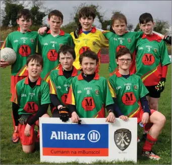  ??  ?? Gaelscoil Chnoc na Ré, who are the Mini 7s boys winners after a late trio of goals in the final.