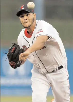  ?? Photo by Louriann Mardo-Zayat / lmzartwork­s.com ?? After being fitted with a knee brace after his first rehab stint with the PawSox, lefty Eduardo Rodriguez hurled seven innings and allowed one run in Tuesday night’s 2-1 victory.