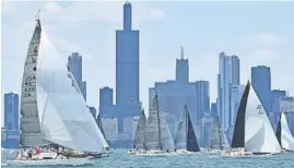  ?? (Photo by ?? The J/111 sailboat fleet at the start of the 2019 Chicago Yacht Club Race to Mackinac. Ellinor Walters)