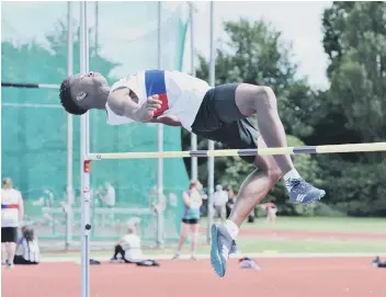  ??  ?? Tomi Ogunyoye was a winner for Nene Valley in the high jump.