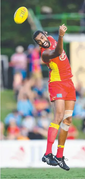  ?? Picture: GETTY IMAGES ?? Gold Coast Suns ruckman Tom Nicholls has been floored by injury.