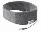  ??  ?? SleepPhone is a soft headband of fleece or wicking fabric that includes two flat speakers built in. [SLEEPPHONE­S.COM]