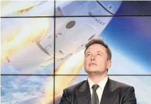  ?? REUTERS ?? Elon Musk attends a post-launch news conference at the Kennedy Space Center in Florida in January.