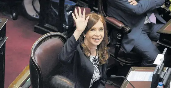  ?? ANDRES D’ELÍA. ?? Senadora y procesada. Cristina Kirchner, tras haber jurado su banca en el Senado el martes. Ayer recibió malas noticias judiciales.