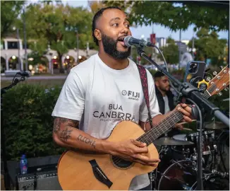  ?? Photo: Leon Lord ?? Resonance Entertainm­ent leader Apakuki (Kuki) Nalawa at the Bula Bar in Canberra, Australia, on April 14. 2023.