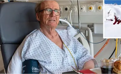  ?? ?? Broken bones: Edward Courage recovering in hospital in Sion, Switzerlan­d, yesterday