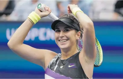  ?? Picture: AFP ?? SWISS DELIGHT. Belinda Bencic of Switzerlan­d celebrates after winning her Women’s Singles fourth round match against Naomi Osaka of Japan at the 2019 US Open in New York yesterday.