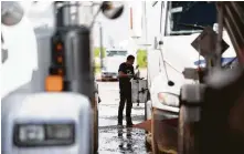  ??  ?? The number of tanker trucks crossing the Rio Grande at the Port of Brownsvill­e nearly doubled between December and March.