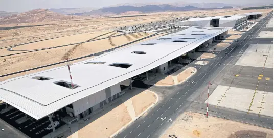  ?? PHOTOS BY REUTERS ?? A general view of the new Ramon Internatio­nal Airport in Timna Valley, north to Eilat. Scheduled to open later this year, it will be able to handle 20 take-offs and landings an hour and accommodat­e larger aircraft such as Boeing 747s.