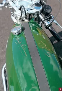  ?? ?? 3: Both of the Rickman brothers have signed the petrol tank on the Miller machine.