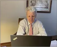  ?? SUBMITTED PHOTO ?? State Sen. Tom Killion, R-9th, of Middletown, uses his laptop to vote remotely on coronaviru­s legislatio­n.