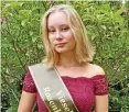  ?? SILKE PALMOWSKI ?? Magdalena Palmowski ist Vieselbach­s erste Rosenkönig­in.