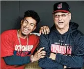  ?? DAVID DERMER/AP ?? Indians shortstop Francisco Lindor shares a laugh with manager Terry Francona at Progressiv­e Field in Cleveland.